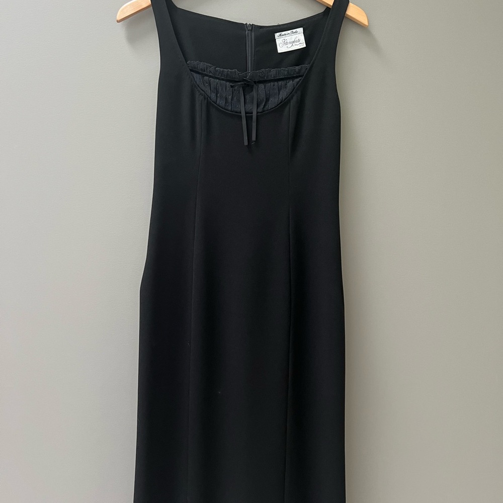 Crepe midi cocktail dress, black, made in Italy, size 40 Eu 6-8 us